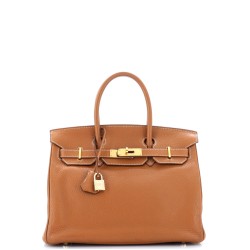 Birkin Handbag Gold Clemence with Gold Hardware 30