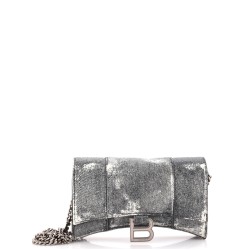 Hourglass Chain Wallet Denim Printed Leather