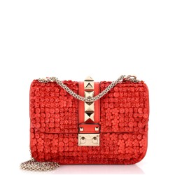 Glam Lock Shoulder Bag Embellished Leather Small