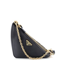 Double Symbole Triangle Bag Leather and Jacquard Mini