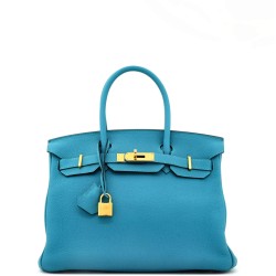 Birkin Handbag Turquoise Togo with Gold Hardware 30