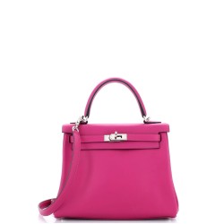 Kelly Handbag Rose Pourpre Swift with Palladium Hardware 25