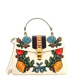 Sylvie Top Handle Bag Embroidered Leather Medium