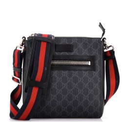 Web Strap Front Zip Messenger Bag GG Coated Canvas Small