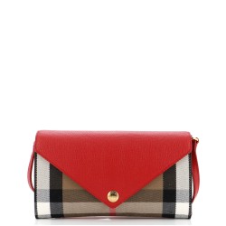 Hannah Envelope Wallet on Strap Leather and Vintage Check Canvas