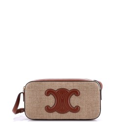 Cuir Triomphe Camera Shoulder Bag Canvas and Leather Small