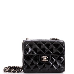Vintage Square Classic Single Flap Bag Quilted Patent Mini
