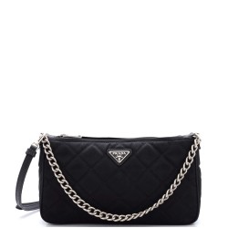 Chain Zip Shoulder Bag Quilted Tessuto Small