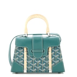 Structured Saigon Top Handle Bag Coated Canvas with Leather Mini