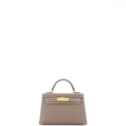 Kelly Mini II Bag Grey Epsom with Gold Hardware 20