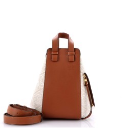 Hammock Bag Leather and Anagram Jacquard Small