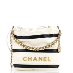 22 Chain Hobo Striped Shiny Calfskin Mini