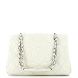 Timeless CC Shopping Tote Quilted Caviar Medium