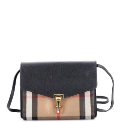 Macken Crossbody Bag Leather and House Check Canvas Small