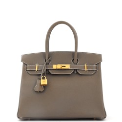 Birkin Handbag Grey Epsom with Gold Hardware 30