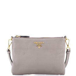 Flat Zip Crossbody Bag Vitello Daino Mini