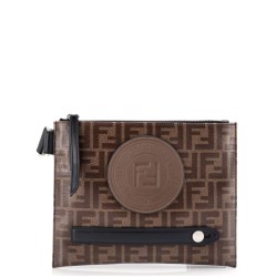 FF Logo Stamp Flat Messenger Bag Zucca Coated Canvas Small