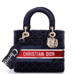 Lady D-Lite Bag Cannage Embroidered Velvet Medium