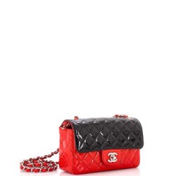Bicolor Classic Single Flap Bag Quilted Patent Mini