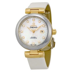 De Ville Ladymatic Mother of Pearl White Leather Ladies Watch 42522342055002