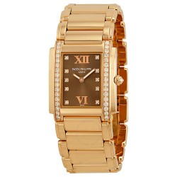 Pre-owned Patek Philippe Twenty~4 Diamond Brown Dial Ladies Watch 4910/11R-010