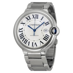 Pre-owned Cartier Ballon Bleu De Cartier Silver Opaline Dial Men's Watch W69012Z4