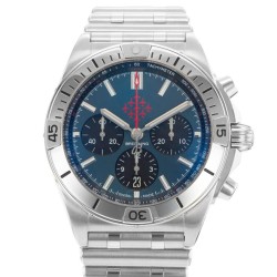 Pre-owned Breitling Chronomat 42 Chronograph Automatic Chronometer Blue Dial Men's Watch AB0134