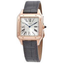 Santos-Dumont 18kt Rose Gold Silver Dial Men's Large Watch WGSA0021