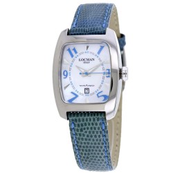 Italy Titanio Tonneau Ladies Blue Lizard Strap Watch 483MOPSKSL