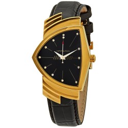 Ventura Black Dial Asymmetric Ladies Watch H24301731