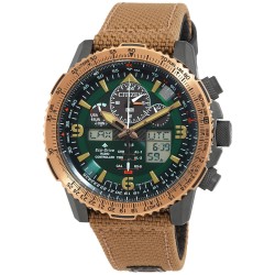 Promaster Skyhawk Perpetual Alarm World Time Chronograph GMT Analog-Digital Green Dial Men's Watch JY8074-11X
