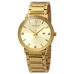 Open Box - Bulova Diamond Gold Dial Men's Watch 97D115