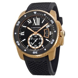 Pre-owned Cartier Calibre de Cartier Diver Black Dial Men's Watch W7100052