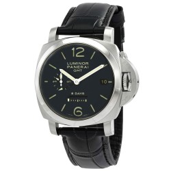 Pre-owned Panerai Luminor 1950 8 Days GMT Hand Wind Day-Night Black Dial Men's Watch PAM00233