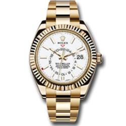Sky-Dweller White Dial Automatic Men's 18kt Yellow Gold Oyster Watch 326938WSO