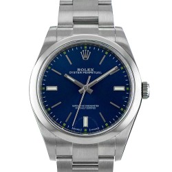 Pre-owned Rolex Oyster Perpetual 39 Automatic Chronometer Blue Dial Men's Watch 114300 BLSO