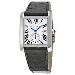 Pre-owned Cartier Tank Mc Silver Guilloche Dial Men's Watch W5330003