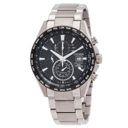 Perpetual Alarm World Time Chronograph Black Dial Men's Watch AT8154-82E