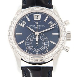 Pre-owned Patek Philippe Complications Chronograph Diamond Matte Blue Dial Men's Watch 5961P-001
