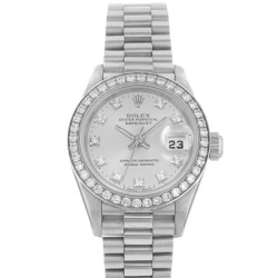 Pre-owned Rolex Lady-Datejust Automatic Diamond Silver Dial Men's Watch 69136 SDP