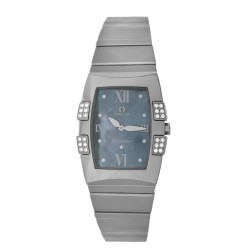 Pre-owned Omega Constellation Quadrella Quartz Diamond Blue Dial Ladies Watch 1586.72